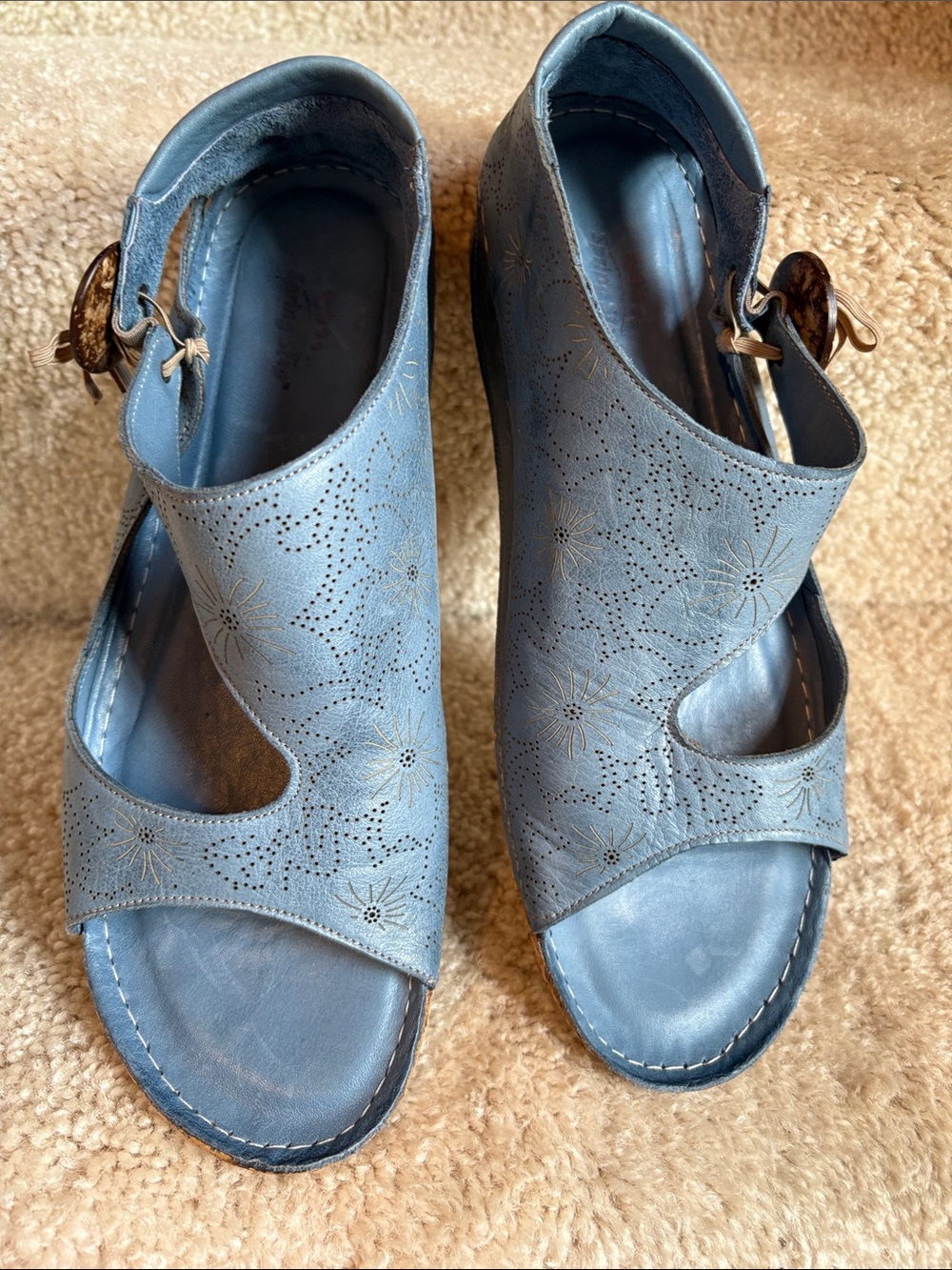 Spring Step Light Blue Leather Comfort Flats Oxfords Size 41 / US 10